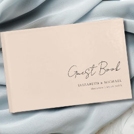 Libro De Visitas Boda de escritura a mano mínima, Beige-Brown