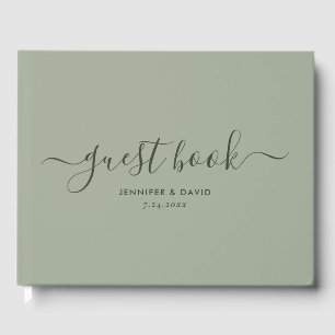 Libro De Visitas Boda de escritura Minimalista verde sage moderna