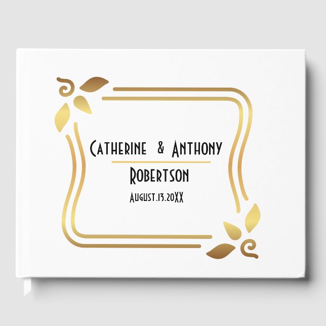 Libro De Visitas Boda de escritura moderna negra simple (Anverso)