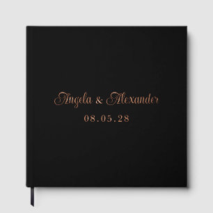Libro De Visitas Boda de escritura rizada bonita en negro y rosa or