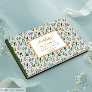 Libro De Visitas Boda de eucalipto de oro verde cazador de caligraf