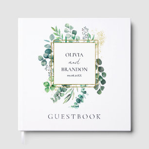 Libro De Visitas Boda de eucalipto verde botánico Hojas