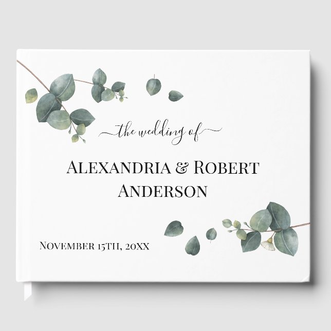 Libro De Visitas Boda de Eucalyptus Greenery (Anverso)