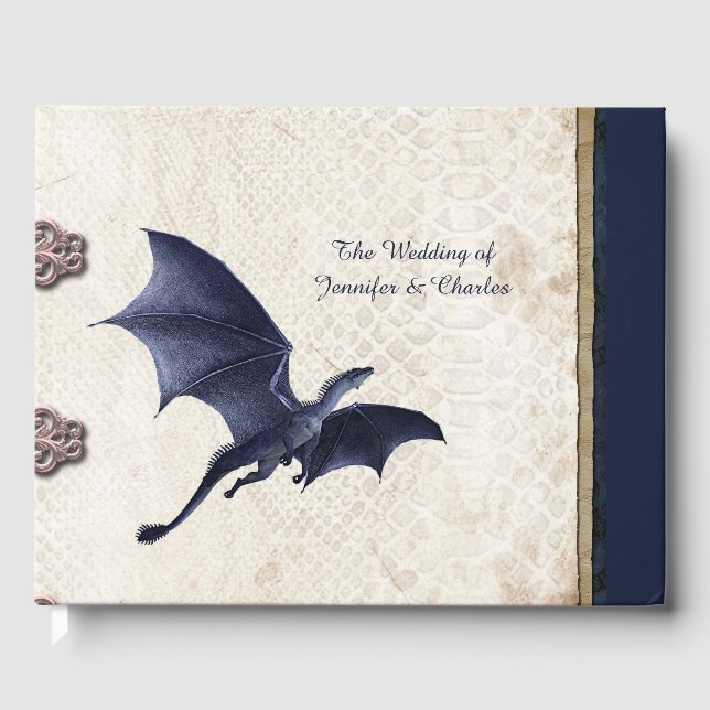 Libro De Visitas Boda de fantasía de Dragon Azul (Anverso)