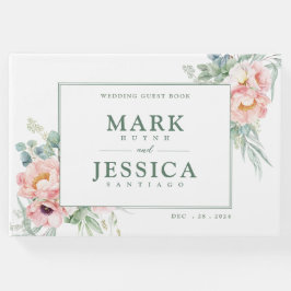 Libro De Visitas Boda de flor blanca rosa