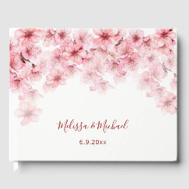Libro De Visitas Boda de flor de cerezo rosa y blanco