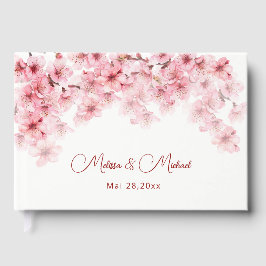 Libro De Visitas Boda de flor de cerezo rosa y blanco