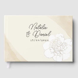 Libro De Visitas Boda de Flor de Peonía Blanca