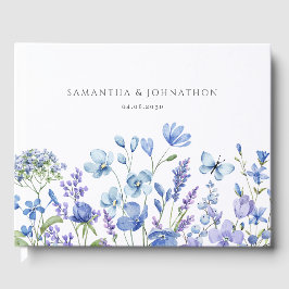 Libro De Visitas Boda de Flor Silvestre Azul