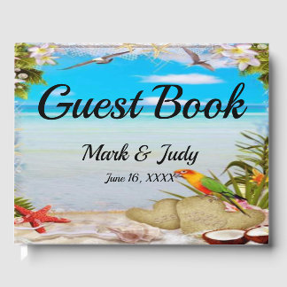 Libro De Visitas Boda de Floral de Playa Tropical