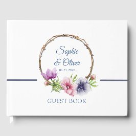 Libro De Visitas Boda de flores anémónicas de color agua