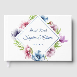 Libro De Visitas Boda de flores anémónicas de color agua