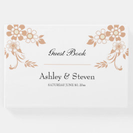 Libro De Visitas Boda de flores Beige