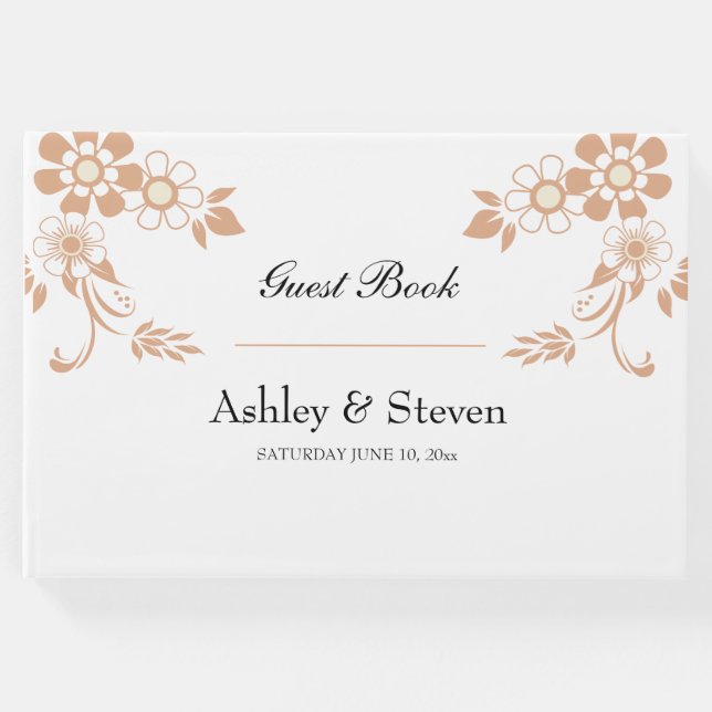 Libro De Visitas Boda de flores Beige (Anverso)