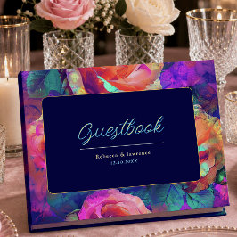 Libro De Visitas Boda de flores brillantes y coloridas chic 