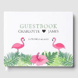 Libro De Visitas Boda de Flores Coloridas Tropicales Rosa