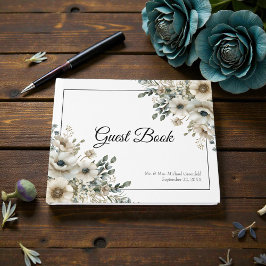 Libro De Visitas Boda de flores de acuarela