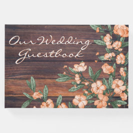 Libro De Visitas Boda de flores de cerezo del Naranja verde y agita