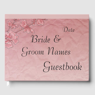 Libro De Visitas Boda de flores de cerezo rosa