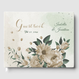 Libro De Visitas boda de flores de champán romántico