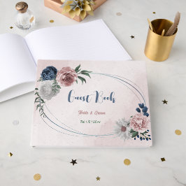 Libro De Visitas boda de flores de color rosa blanco marino