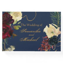 Boda de flores de flores de color azul borgoñona d