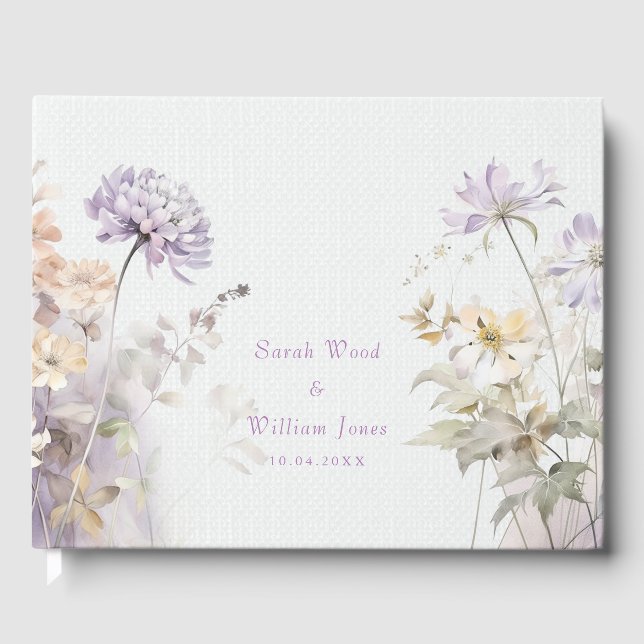 Libro De Visitas Boda de flores de lilac romántico (Anverso)