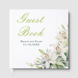 Libro De Visitas Boda de flores de lirio blanco