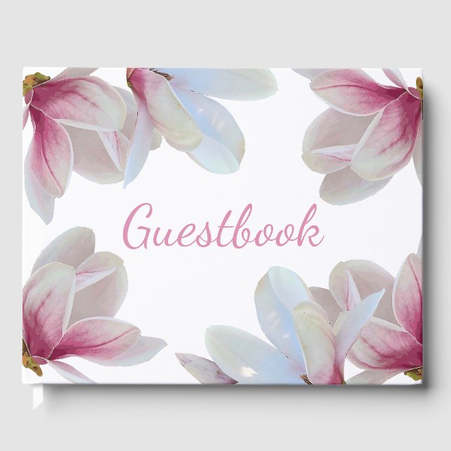 Libro De Visitas Boda de flores de magnolia rosada del sur (Anverso)