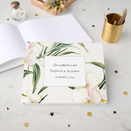 Libro De Visitas Boda de Flores de Orquídea Blanca Tropical