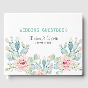 Libro De Visitas Boda de flores de Pastel Cactus