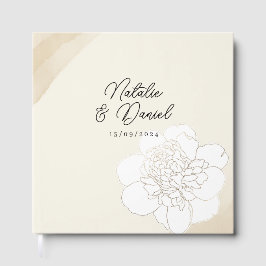 Libro De Visitas Boda de Flores de Peonies Blancos