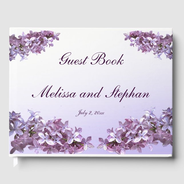 Libro De Visitas Boda de flores florales de Lilac (Anverso)