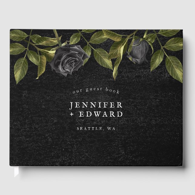 Libro De Visitas Boda de flores negras góticas (Anverso)