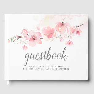 Libro De Visitas Boda de flores rosadas con flores de cerezo
