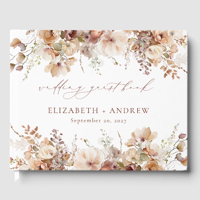 Libro De Visitas Boda de Flores Rustic Boho Garden (Anverso)