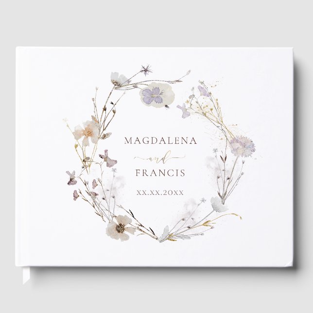 Libro De Visitas boda de flores secas delicadas (Anverso)