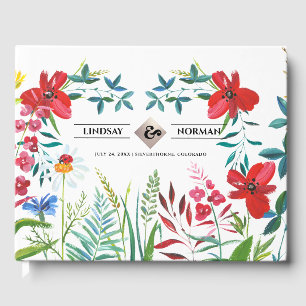 Libro De Visitas Boda de flores silvestres acuarelas