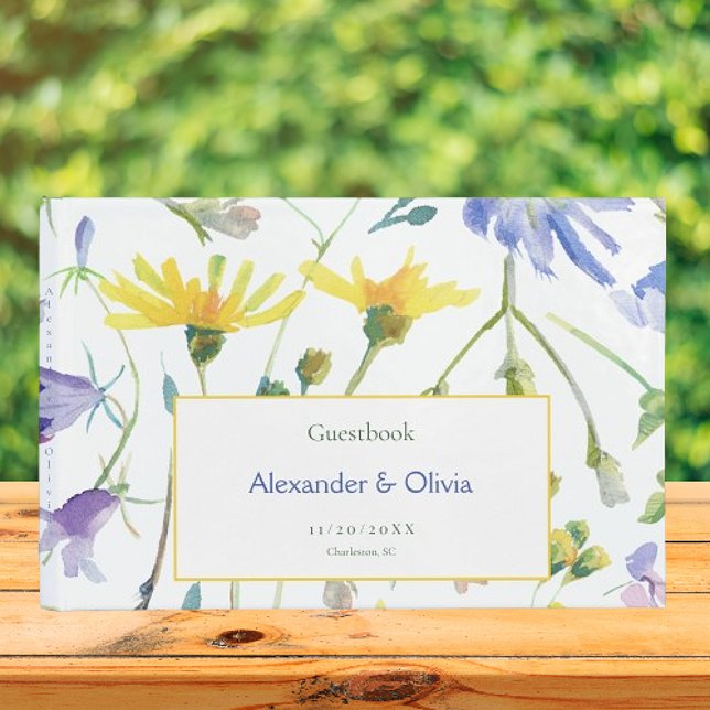 Libro De Visitas Boda de flores silvestres acuarelas (Watercolor Wildflowers Wedding Guest Book)