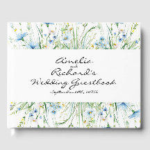 Boda de flores silvestres azul acuarela