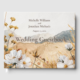 Libro De Visitas Boda de flores silvestres de bonito Boho Mountain