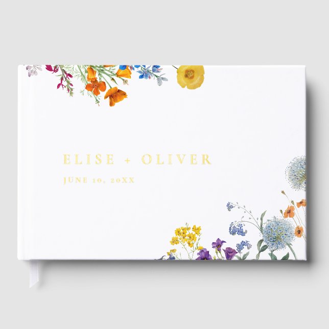 Libro De Visitas Boda de flores silvestres de época (Anverso)