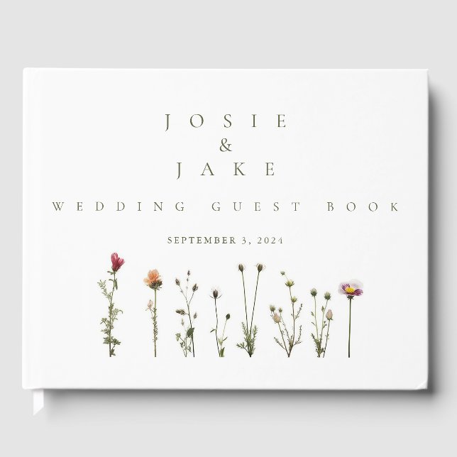 Libro De Visitas Boda de flores silvestres de lujo (Anverso)