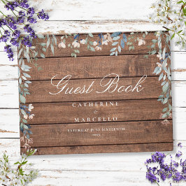Libro De Visitas Boda de flores silvestres de madera rústica