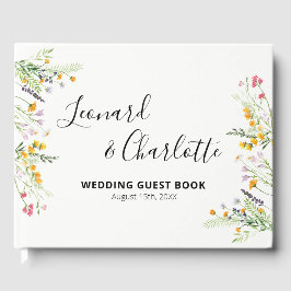 Libro De Visitas Boda de flores silvestres invitados Mantenimiento 