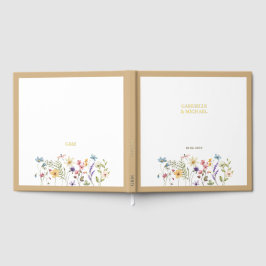 Libro De Visitas Boda de flores silvestres pastel con borde beige