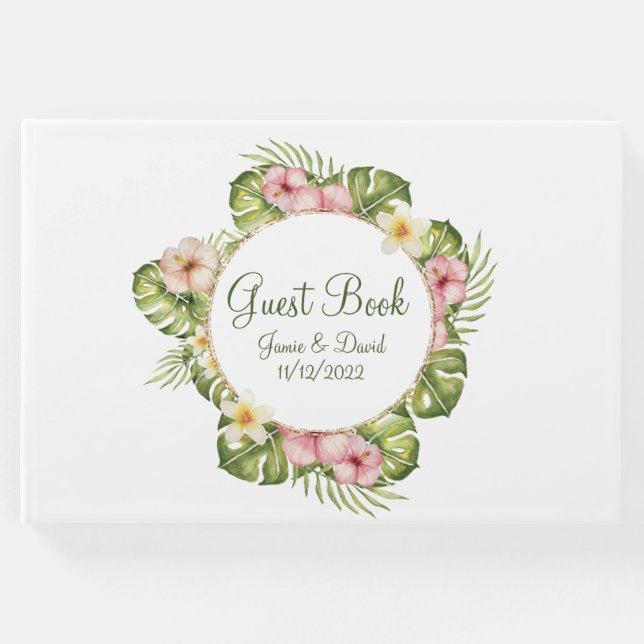 Libro De Visitas Boda de Flores Tropicales de Hawái (Anverso)