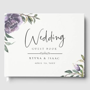 Libro De Visitas Boda de flores violeta de jardín moderno