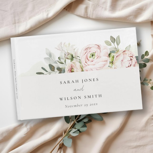 Libro De Visitas Boda de follaje Eucalyptus Pink Peonies Rubor Blan (Subido por el creador)