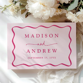 Libro De Visitas Boda de Foto con Marco Ondulado Rosa Moderno